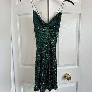 Womens dress, Size S, hunter green sequins